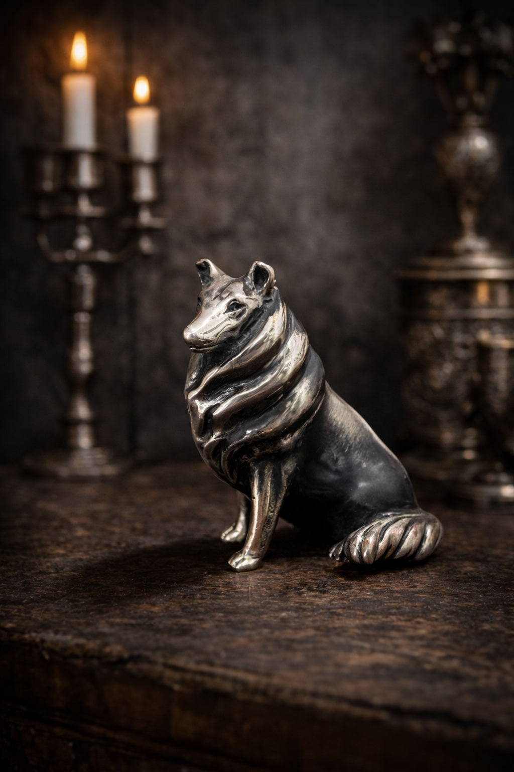 925 Ayar Saf Gümüş Çoban Köpeği – El Yapımı Dekoratif Obje